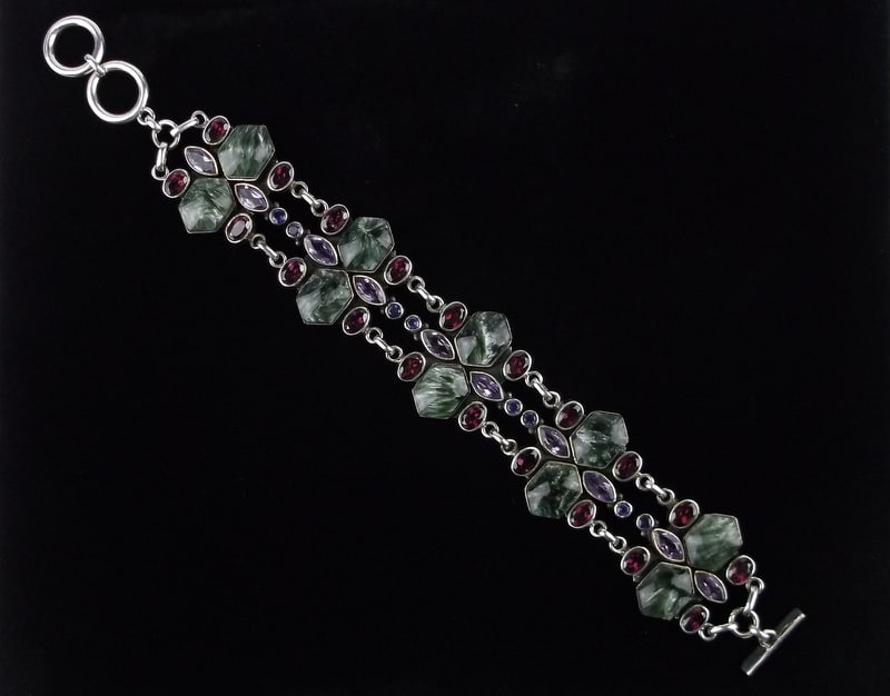 New Big Boxed Nicky Butler Sterling Silver Gem Bracelet 8" Ameth (1 of 8)