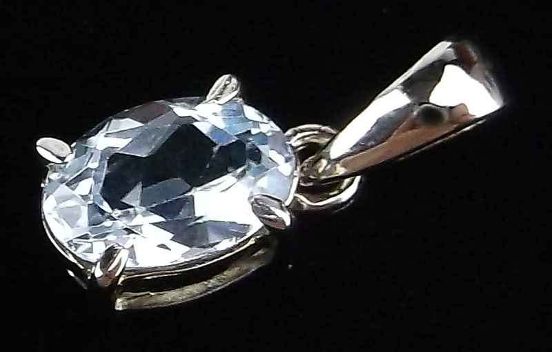 New Vintage Sterling Silver Blue Topaz Pendant (1 of 2)