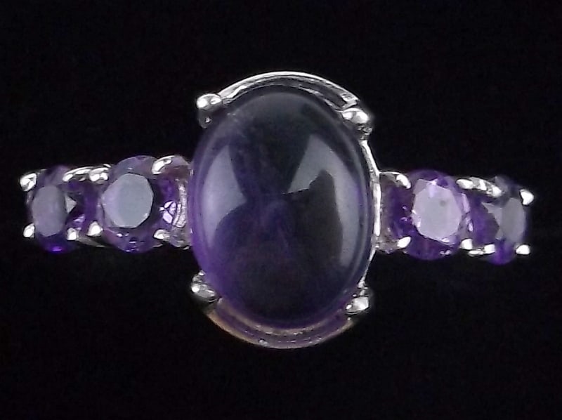 Mint Vintage Sterling Silver 1.75 ct Amethyst Ring 7 (1 of 2)