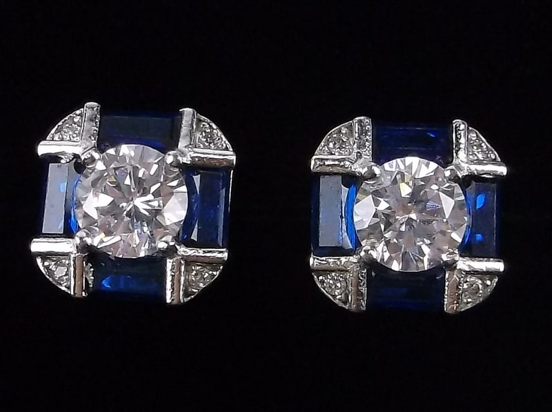 New Sterling Silver Blue Iolite Stud Earrings (1 of 3)