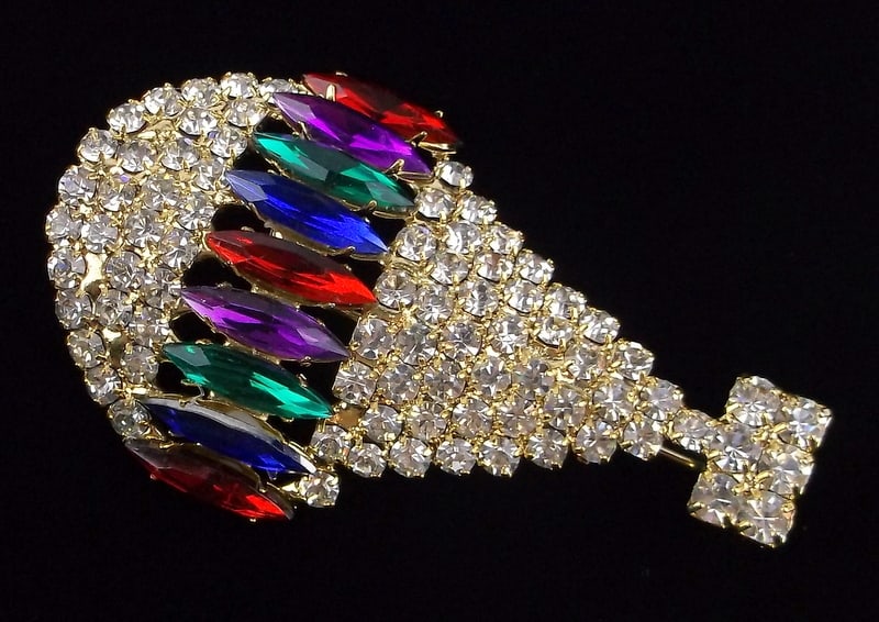 New Vintage Rhinestone Hot Air Balloon Brooch: new condition