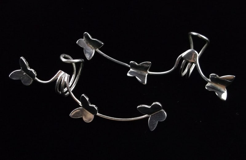 Mint Vintage Sterling Silver Butterfly Earcuff Set Earrings (1 of 3)