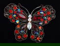 Mint Vintage Enameled Rhinestone Butterfly Brooch