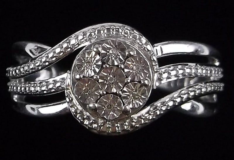 Mint Vint Jane Seymour Sterling Silver Diamond Ring 7 (1 of 3)