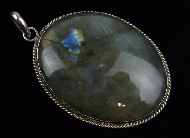 Mint Big Vintage Sterling Silver Labradorite Pendant (1 of 4)