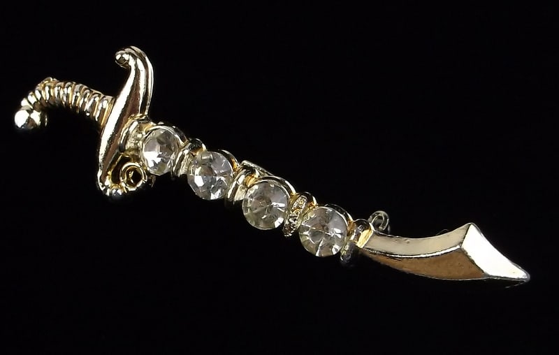 Mint Vintage 1950s Signed Rhinestone Sword Brooch: Mint Condition, In Like New Condition, Perfect