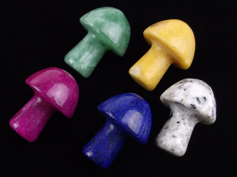 5 Healing Gemstone Mushrooms Lot Lapis Jadeite More: new condition