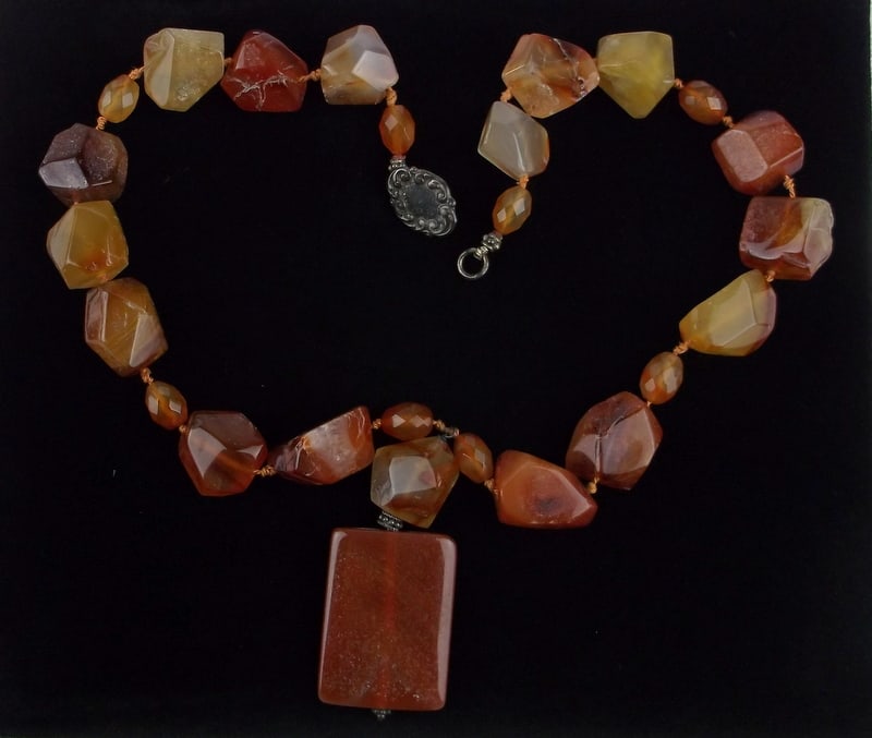 Mint Vint Andrea Sterling Silver Fire Agate Necklace 19": Guaranteed Solid 925 Sterling Silver, in Excellent Condition