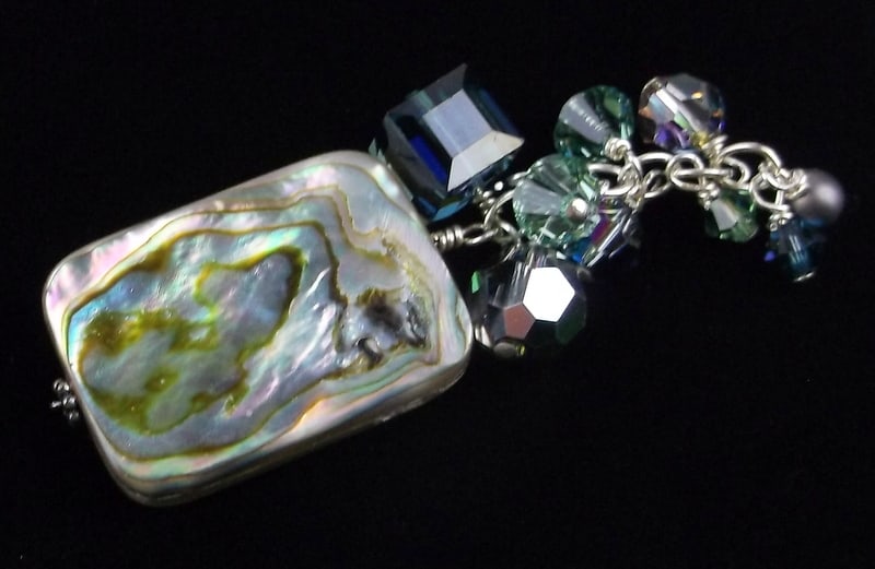 New Sterling Silver Abalone Drop Pendant (1 of 2)