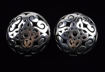 Mint Vintage Sterling Silver Ornate Dome Style Earrings