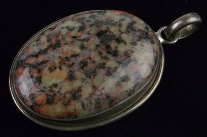 Big Mint Vintage Sterling Silver Leopard Jasper Pendant