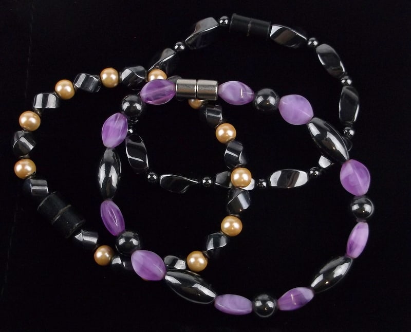 New Vint Amethyst Pearl Hematite Bracelet Set: new condition