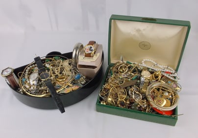 2 Boxes FULL Of Vintage Jewelry Gucci Mickey Mouse Citizen