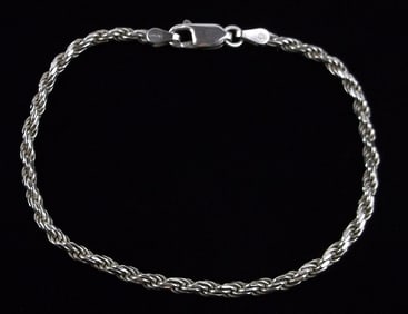 Mint Vint Italian Sterling Silver Rope Chain Bracelet 7.25"