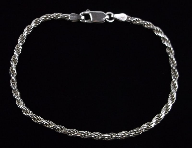 Mint Vint Italian Sterling Silver Rope Chain Bracelet 7.25": Guaranteed Solid 925 Sterling Silver, in Excellent Condition
