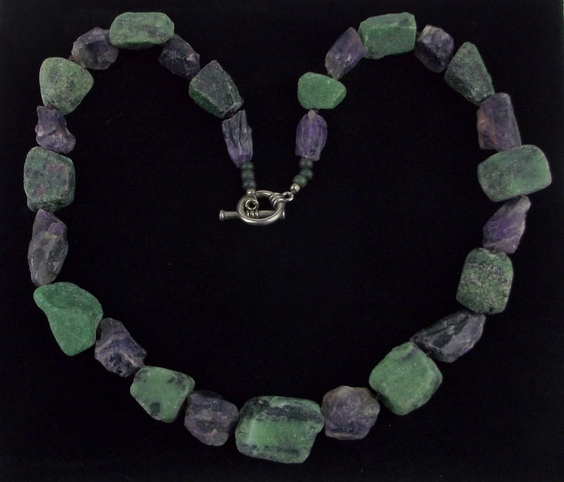Mint Big Vint Sterling Silver Amethyst Amazonite Necklace 20" (1 of 4)