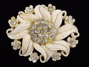 Stunning Vintage 1940s Celluloid Rhinestone Brooch
