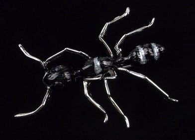 Mint Enameled Rhinestone Ant Insect Brooch