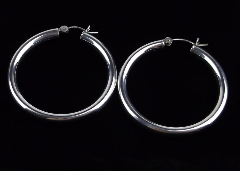 Mint Vintage Big Sterling Silver Hoop Earrings (1 of 2)
