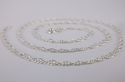 New Sterling Silver Helix Rope Chain Necklace 16"
