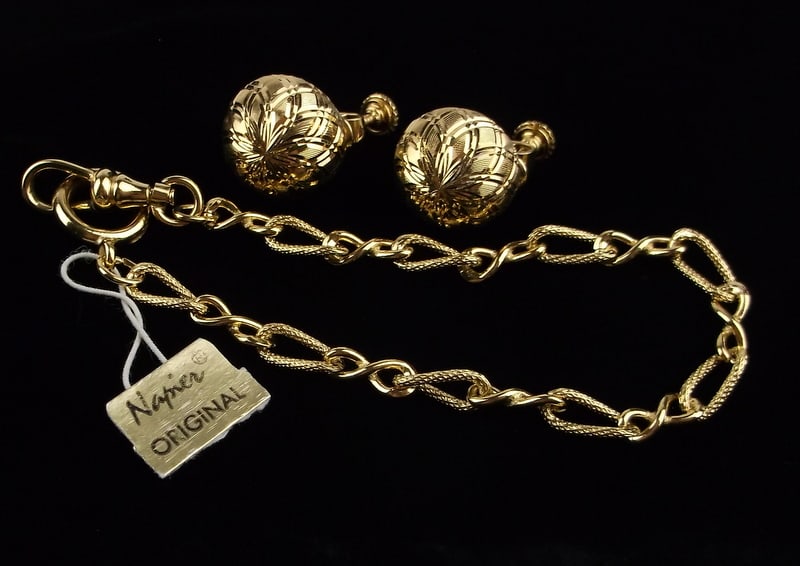 New Vintage 1970s Napier Bracelet Earrings Set 7.5" (1 of 2)