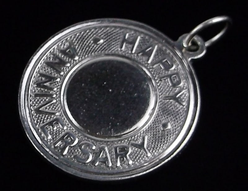 Mint Vintage Elco Sterling Silver Anniversary Pendant Charm: Guaranteed Solid 925 Sterling Silver, in Excellent Condition
