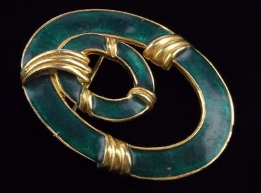 Mint Vintage Signed Enameled Brooch