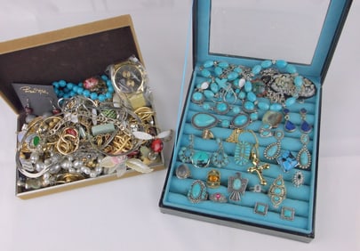 2 Boxes FULL Of Vintage Jewelry Southwestern and More