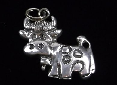 Mint Vintage Sterling Silver Cow Charm Pendant