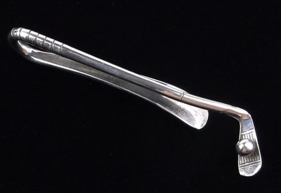 Mint Vintage 1960s Sterling Silver Golf Club Tie Bar