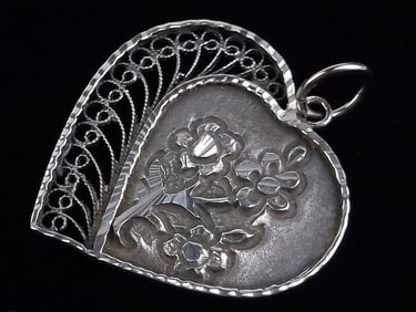 Mint Vintage Big Sterling Silver Heart Pendant