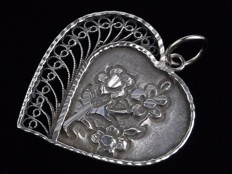 Mint Vintage Big Sterling Silver Heart Pendant: Guaranteed Solid 925 Sterling Silver, in Excellent Condition