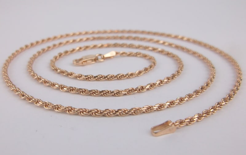 New Vint Rose Gold Over Sterling Rope Chain Necklace 20" (1 of 2)