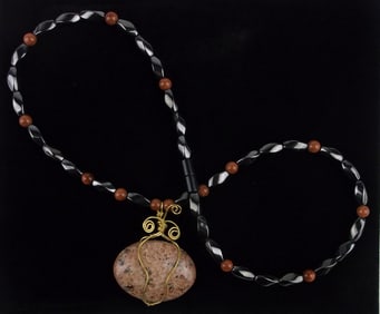 New Rhodonite Hematite Healing Necklace 20"