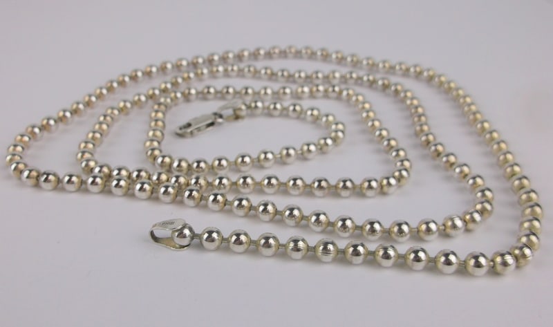 Mint Vint Very Heavy Italian Sterling Silver Ball Necklace 36" (1 of 3)