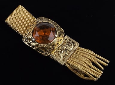 Stunning Vint 1960s MOD Rhinestone Bracelet 7.5"