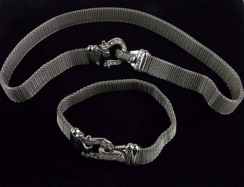 Mint Vint Rhinestone Horse Bit Buckle Bracelet Necklace 8" 17": Mint Condition, In Like New Condition, Perfect