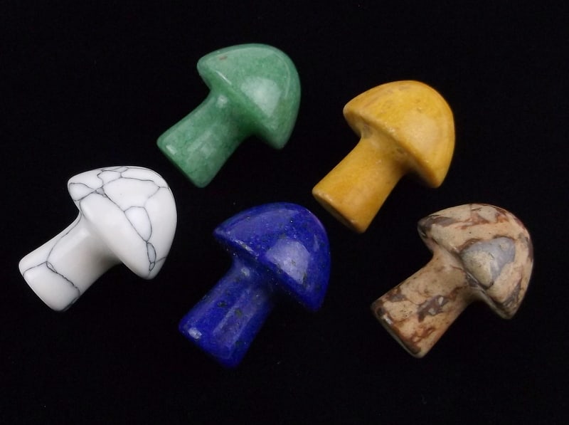 5 Healing Gemstone Mushrooms Lapis Howlite Aventurine More: new condition