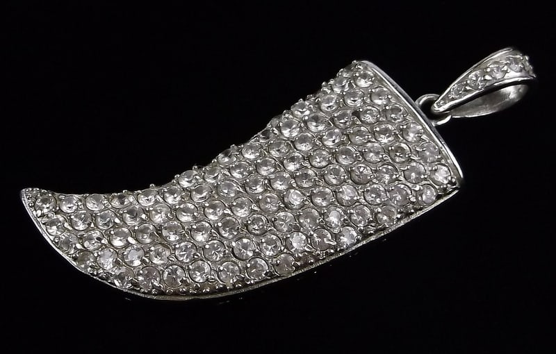 Mint Vintage Heavy Sterling Silver Crystal Claw Pendant: Guaranteed Solid 925 Sterling Silver, in Excellent Condition