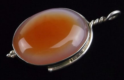 Mint Vintage Sterling Silver Orange Calcite Pendant