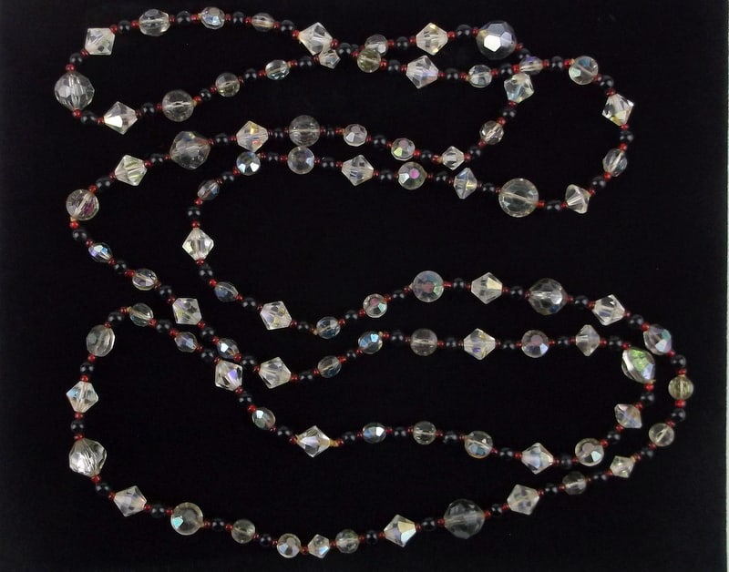 Stunning Vintage 1940s Crystal Long Necklace 50" (1 of 3)