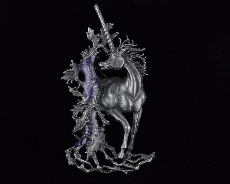 Big Mint Enameled Unicorn Brooch (1 of 2)