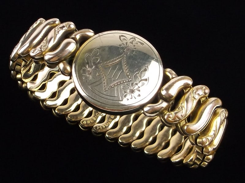 Vint 1910s American Queen Pitman Keeler 12kt GF Bracelet Rare: excellent condition