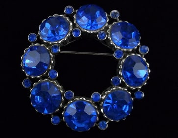 Mint Vintage 1960s Weiss Cobalt Blue Rhinestone Brooch