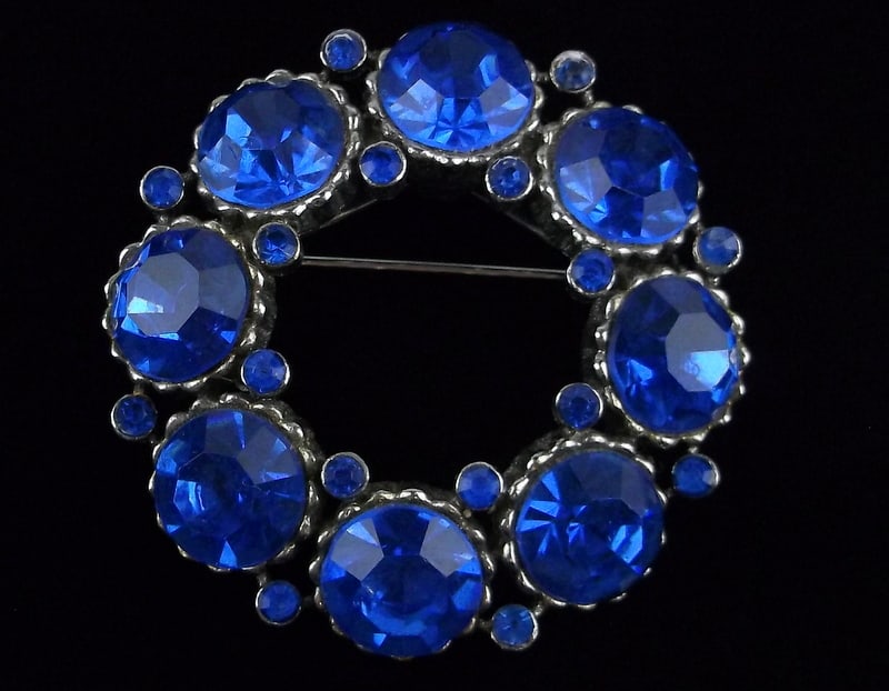 Mint Vintage 1960s Weiss Cobalt Blue Rhinestone Brooch: Mint Condition, In Like New Condition, Perfect