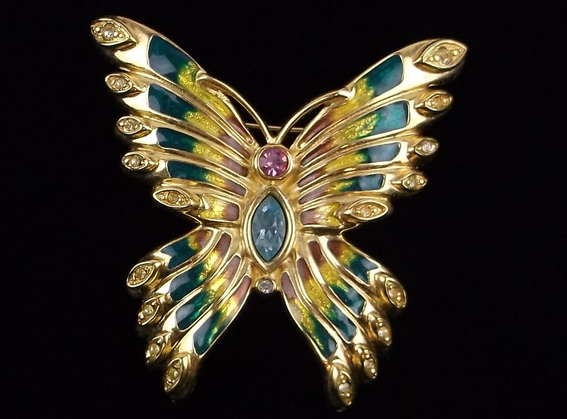 Mint Vint Bob Mackie Enameled Rhinestone Butterfly Brooch (1 of 3)