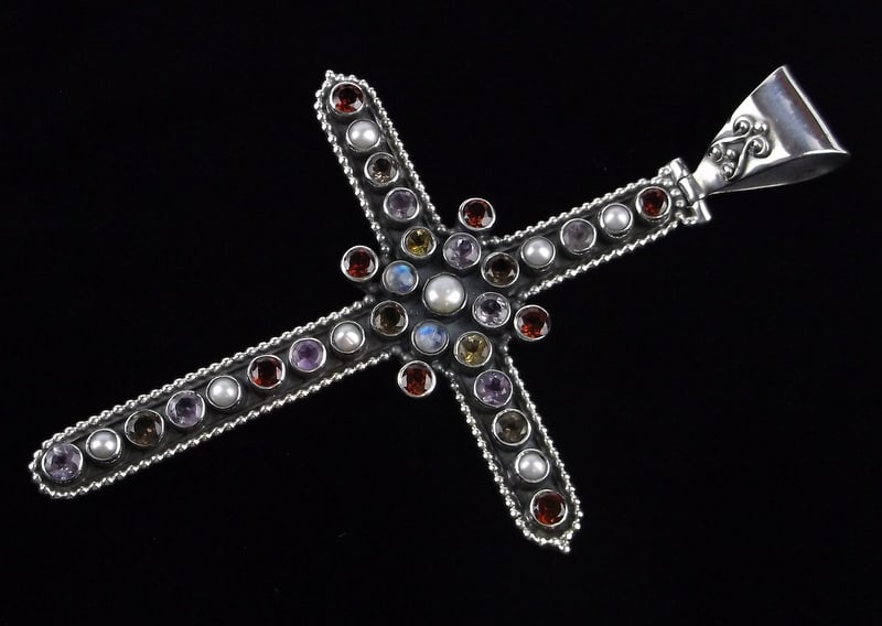 Huge Mint Sterling Silver Moonstone Cross Pendant Nicky Butler? (1 of 4)