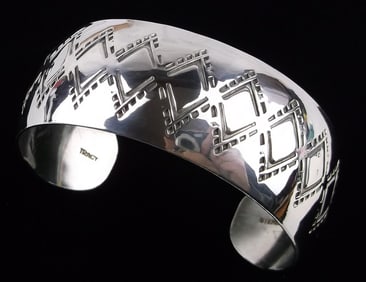 Mint Navajo Wilbur Tracy Sterling Silver Cuff Bracelet 7.5" Diamond
