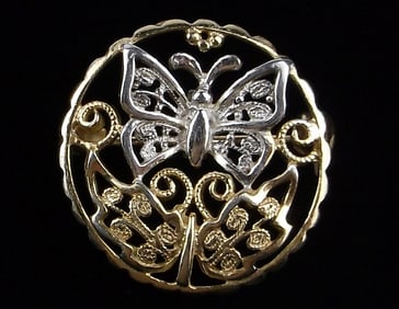 Mint Vintage Germany Gold Over Sterling Butterfly Brooch