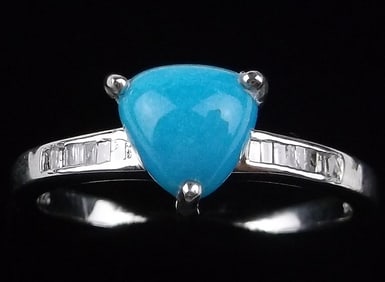New Boxed Designer Sterling Silver Turquoise Diamond Ring 11